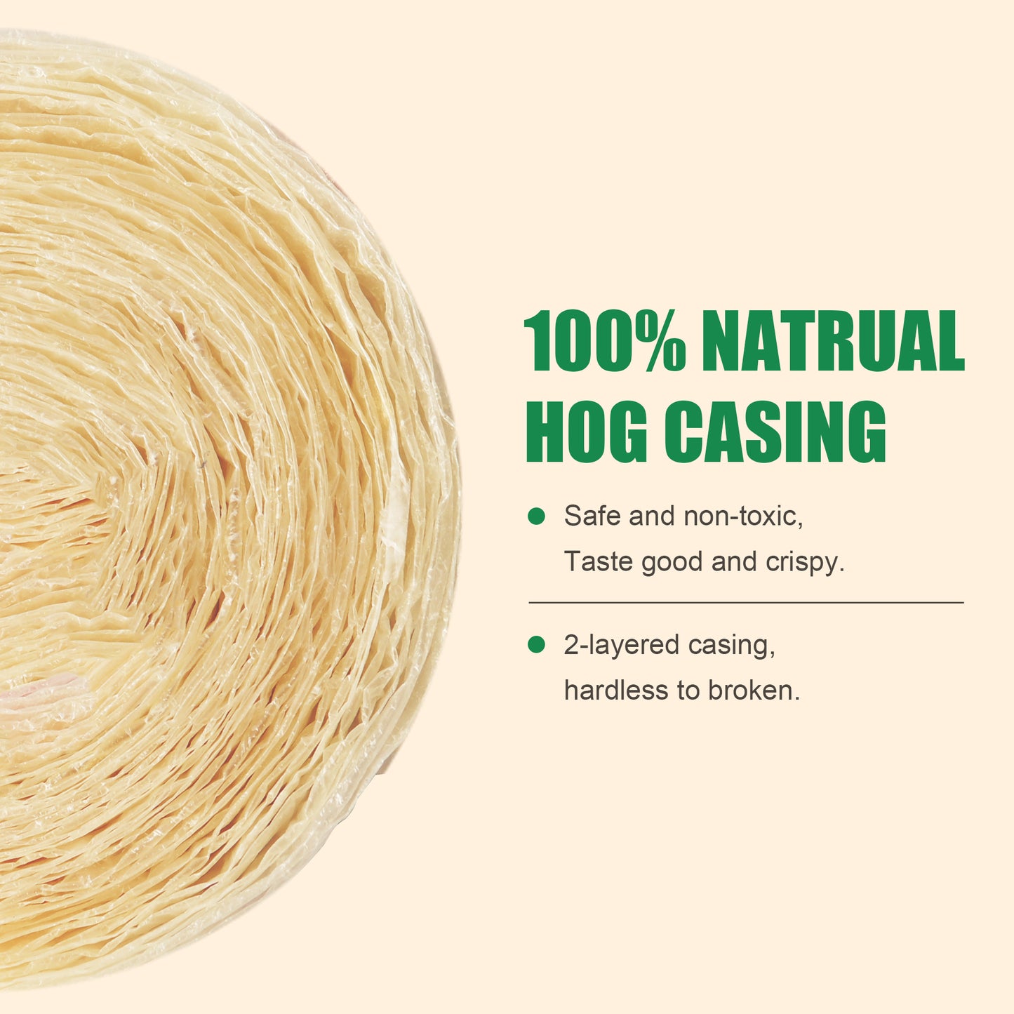 Edible Drying Hog Sausage Casing, Sausage Casings for Flavorous Homemade Sausages Ham,Breakfast Sausage,Italian Sausage,Knoblewurst,Pepperoni,Bologna Sausage and Most Delicious Sausage (8m/26ft)