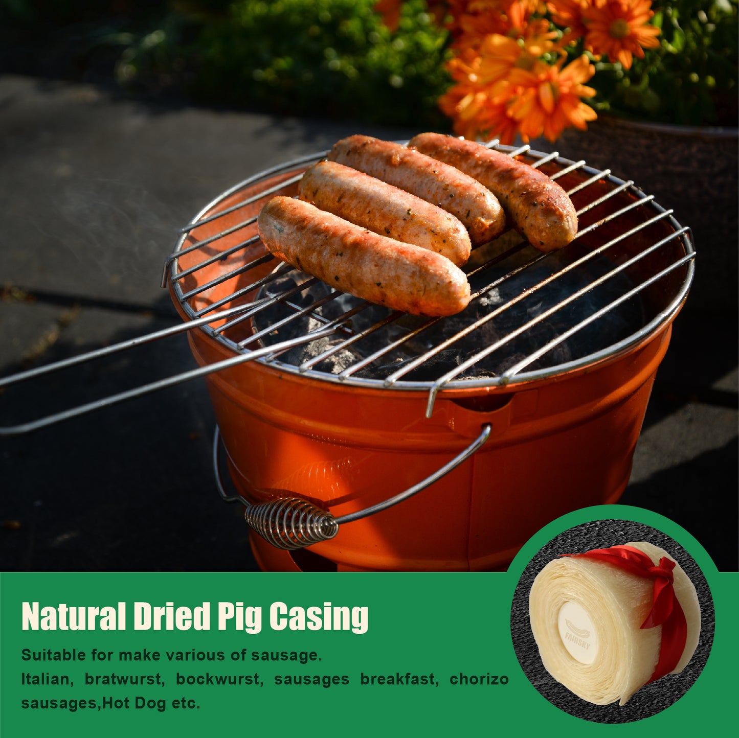 Edible Drying Hog Sausage Casing, Sausage Casings for Flavorous Homemade Sausages Ham,Breakfast Sausage,Italian Sausage,Knoblewurst,Pepperoni,Bologna Sausage and Most Delicious Sausage (8m/26ft)