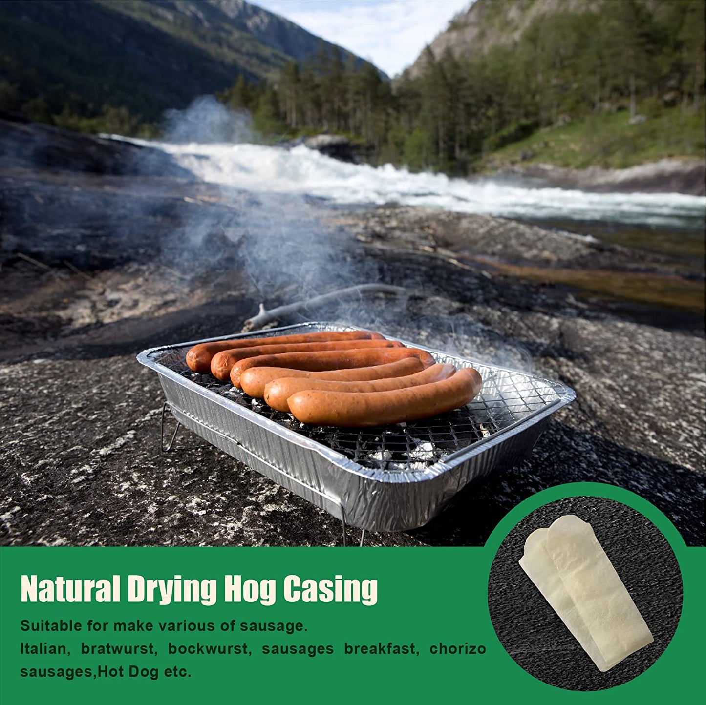 Edible Drying Hog Sausage Casing, Sausage Casings for Flavorous Homemade Sausages Ham,Breakfast Sausage,Italian Sausage,Knoblewurst,Pepperoni,Bologna Sausage and Most Delicious Sausage 10pcs (each 45cm/ 1 25/32'')